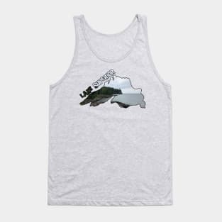 Lake Superior Outline (Split Rock Lighthouse) Tank Top